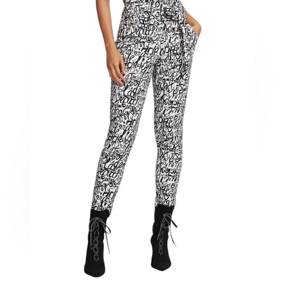 New York & Company Black & White Graffiti Self Tie
Dress Pants (Size 4)
